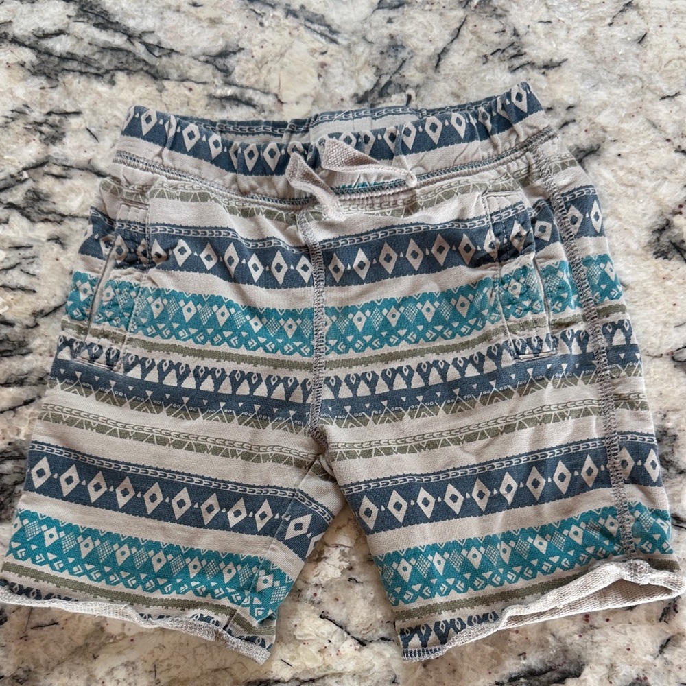 Tea Collection Blue and Gray Patterned Kids Shorts